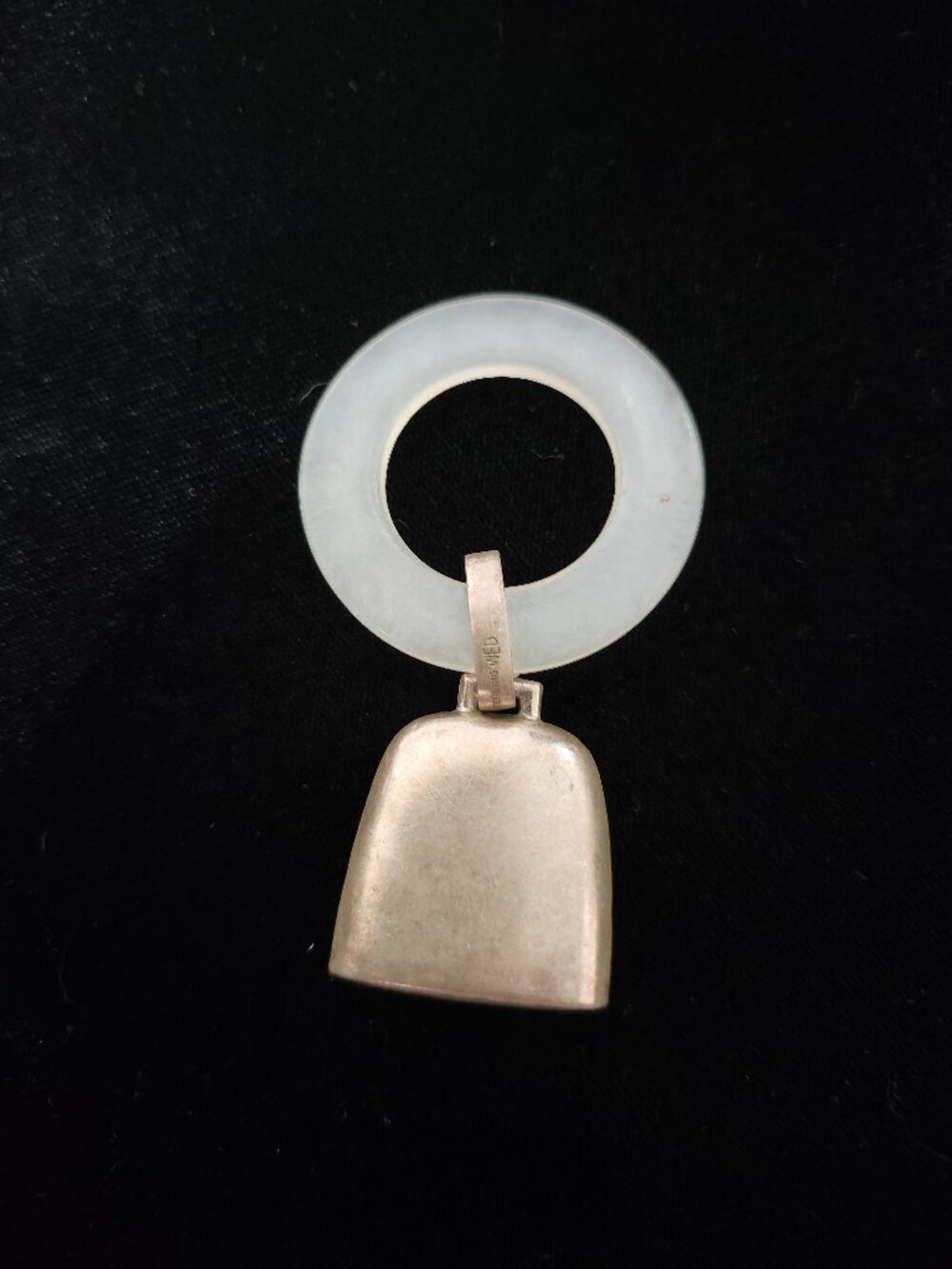 Vintage Web Sterling Silver Baby Rattle Teething Ring White Lucite Unengraved